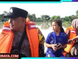 Tanggap Bencana, Polisi Evakuasi Warga Terdampak Luapan Bengawan Solo di Tuban