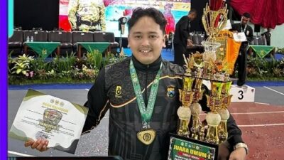 Personel Polres Lamongan, Bripda Sholeh Maulana, Raih Medali Emas di Pencak Silat Pangdivif 2 Cup 2025