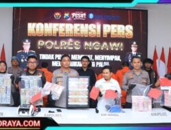 Polres Ngawi Berhasil Amankan 5 Tersangka Pengedar Uang Palsu Lintas Provinsi