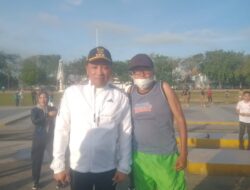 Bupati Sampang Slamet Junaidi kompak berolah raga bersama Ketua pimpinan wartawan.warta suta mistuki