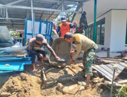 Satgas TMMD ke-124 Kodim 1002/HST Genjot Penyelesaian Sasaran, Pasang Pondasi Tower Pengeras Suara di Langgar Darussalam