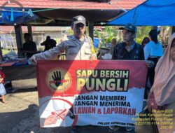 Polsek Kahayan Kuala lakukan sosialisasi, kepada warga terkait telah di bentuknya Tim Satgas Saber Pungli di Wilkum Polres Pulang Pisau