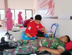Sambut HUT Bhayangkara, Personel Kodim 1009/Tla Mengikuti Kegiatan Bakti Sosial Donor Darah