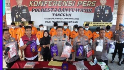 Polresta Banyuwangi Berhasil Ungkap Narkoba Selama Agustus 2025 Amankan 10 Tersangka Sita 4,4Kg Sabu dan Ribuan Butir Okerbaya