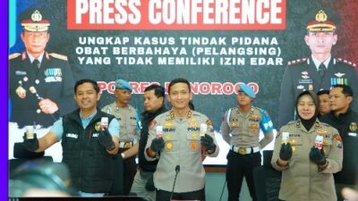 Polres Ponorogo Ungkap Produksi Obat Ilegal, Ribuan Botol Diamankan