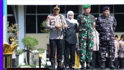 Polda Jawa Timur Gelar Apel dan Doa Bersama Forkopimda dan Puluhan Ormas Untuk Jogo Jatim