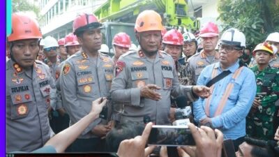 Kapolda Jatim Tinjau Evakuasi Korban Robohnya Bangunan Ponpes Al Khoziny di Sidoarjo