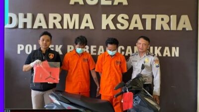 Polsek Pabean Cantikan Bekuk Dua Pelaku Curanmor di Depan Toko Listrik Jagalan Surabaya