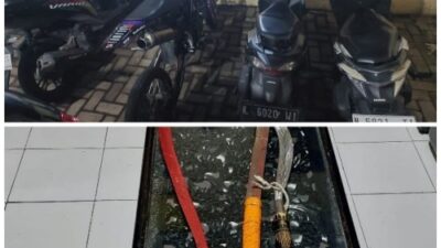 Polsek Prigen Amankan 7 Pemuda Diduga Gangster Bersama Tiga Sajam di Dusun Jagil