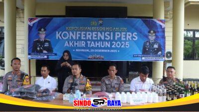 Konferensi Pers Akhir Tahun, Polres Nganjuk Paparkan Tren Kamtibmas 2024-2025