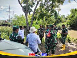 Kasdim 1009/Tanah Laut Tinjau Lokasi Pembangunan Jembatan di Desa Handil Labuan Amas dan Desa Kurau Utara