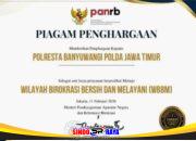 Polresta Banyuwangi Raih Penghargaan Zona Integritas Menuju WBBM Tahun 2025