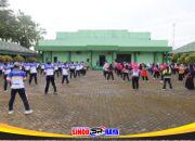 Jaga Kebugaran dan Soliditas, Dandim 1009/Tanah Laut Ajak Anggota dan Persit KCK Cabang XXXII Olahraga Bersama