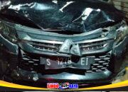 Kondisi Mitsubishi Pajero rusak parah usai kecelakaan maut di Jalan Raya Madulang, Omben, Sampang yang menewaskan 3 orang