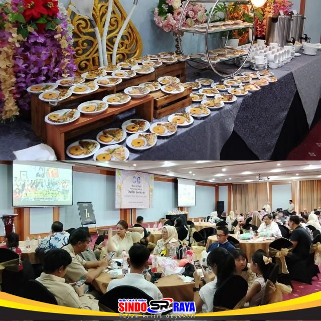 Buffet dan suasana Halal Bihalal di Grand Ballroom Hotel Horison Arcadia Heritage Surabaya dengan menu Nusantara dan tamu menikmati acara kebersamaan