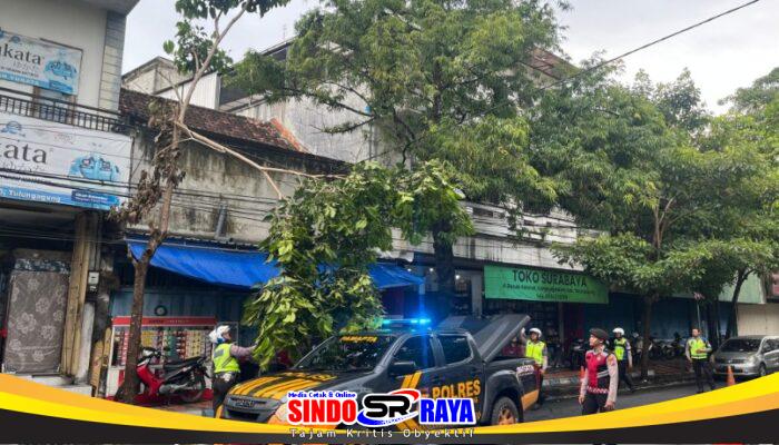 Quick Respon, Personel Satsabhara dan Satlantas Evakuasi Pohon Tumbang di Jalan Basuki Rahmat