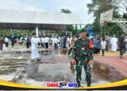 Babinsa dan Bhabinkamtibmas Jaga Kondusifitas Sholat Idul Fitri di Barabai
