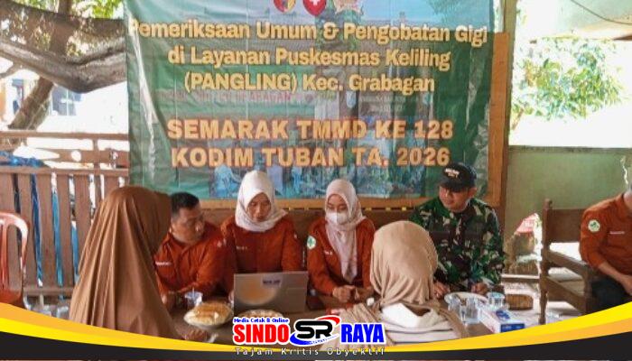 Karya Bhakti Kesehatan Koramil 0811/20 Grabagan Semarakkan TMMD ke-128 Kodim Tuban, Ajak Warga Tetap Sehat