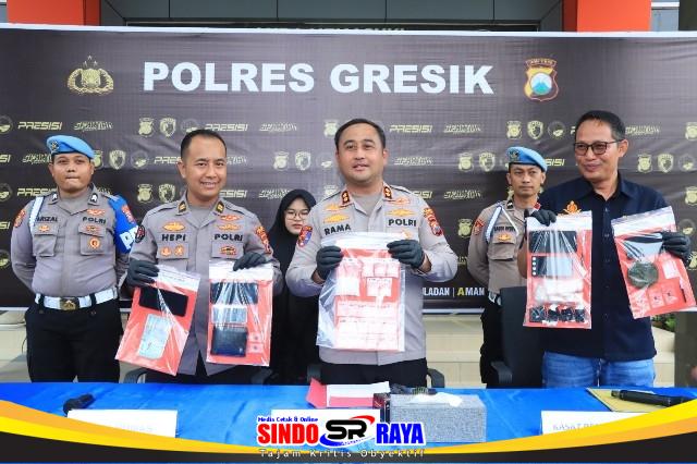 Polres Gresik rilis kasus jaringan sabu lintas kota dengan barang bukti 68 gram dan empat tersangka