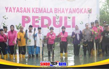 YKB Tanjung Perak tanam mangrove Kalianak bersama Bhayangkari, polisi, dan pelajar di kawasan pesisir Surabaya