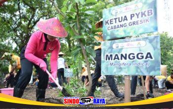 Peduli Lingkungan, Polres Gresik Bersama Bhayangkari Tanam Puluhan Pohon Produktif