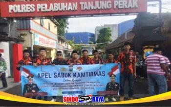 Polres Pelabuhan Tanjung Perak bersama elemen masyarakat saat Apel Sabuk Kamtibmas di Polda Jatim