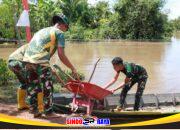 Tantangan Alam Tak Menyurutkan Semangat Personel Kodim 1009/Tla Dalam Pembangunan Jembatan Garuda