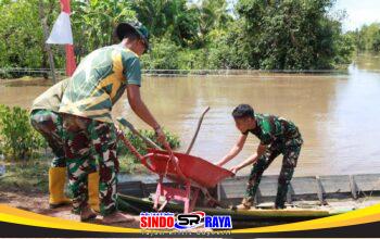 Tantangan Alam Tak Menyurutkan Semangat Personel Kodim 1009/Tla Dalam Pembangunan Jembatan Garuda