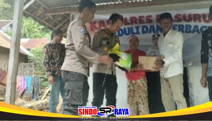 Polri Untuk Masyarakat : Kapolres Pasuruan Blusukan Salurkan Bansos Buat Warga
