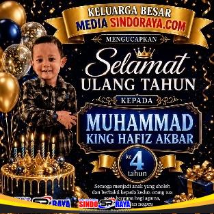 Ucapan ultah ke-4 Muhammad King Hafiz Akbar dari Media Sindoraya.com.
