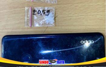 Barang bukti sabu dan handphone Oppo hasil penangkapan residivis narkoba di Pakong, Pamekasan.