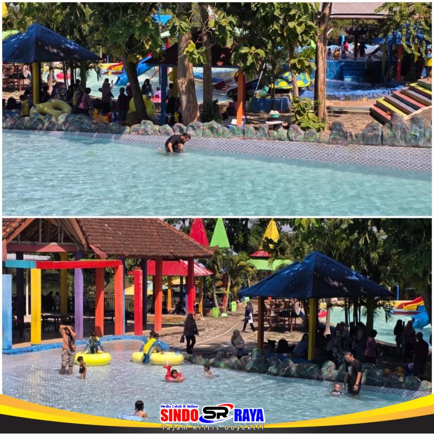 Pengunjung menikmati kolam keluarga di Pancoran Waterpark Banyuwangi, destinasi wisata air keluarga dengan berbagai wahana rekreasi di Rogojampi.