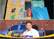 Kasatresnarkoba Polres Ngawi AKP Marji Wibowo menunjukkan barang bukti pengungkapan jaringan narkoba dan penangkapan pengedar sabu di Madiun.