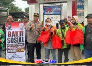 Polsek Kebomas Gandeng YALPK Group Gelar Baksos Ojol Gresik Sumringah Dapat Sembako dan BBM Gratis
