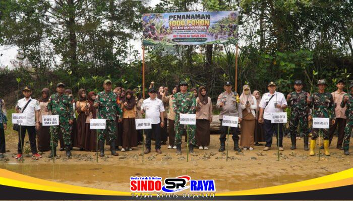 Jaga Kelestarian Lingkungan Jelang HUT TNI ke 81, Kodim 1208/Sambas Tanam 1.000 Pohon Kelapa dan Mangrove di Wilayah Perbatasan